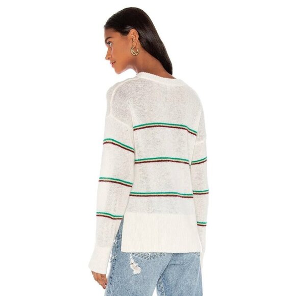 NWT Joie Dreolan porcelain off-white striped wool blend sweater, M - Picture 3 of 13